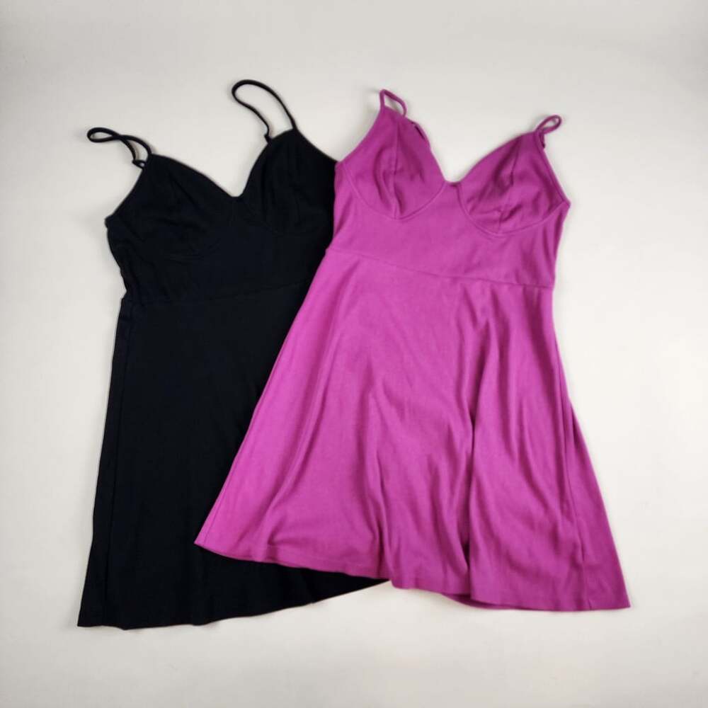 Wild Fable Mini Knit Skater Dress Size L Black and Purple Lot of 2